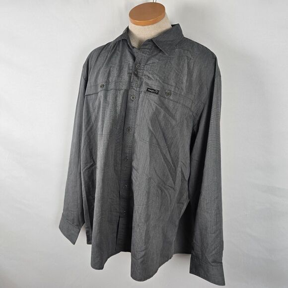 Wrangler Shirt Men's 2XL Gray Long Roll Tab Sleeves Collar Button Down - Picture 16 of 16